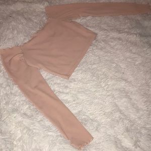 Nasty Gal Pink Off the Shoulder Long Sleeve